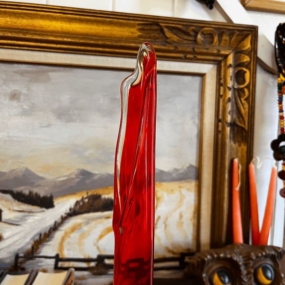 Vintage Viking Glass Epic Arching Thumb Print Footed Vase PLEASE DO NOT BUNDLE - Picture 8 of 8